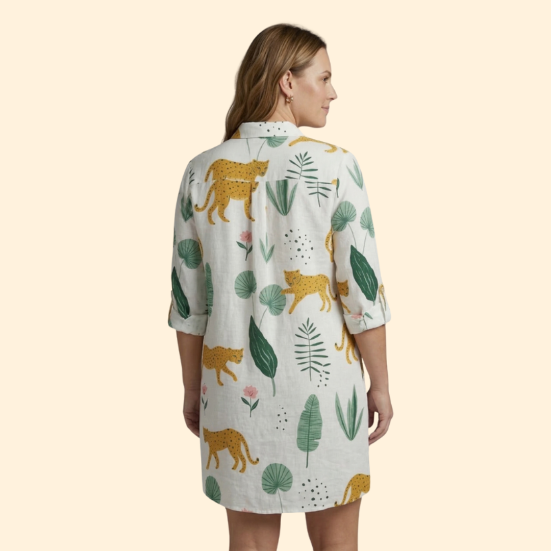 Women's Tropical Leaf Print Beach Dress