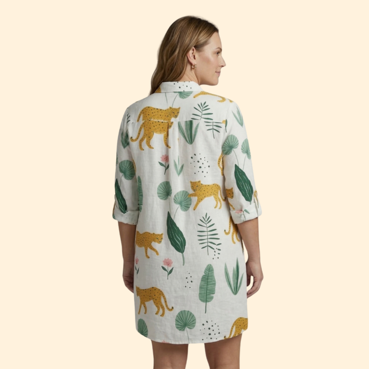 Women's Tropical Leaf Print Beach Dress