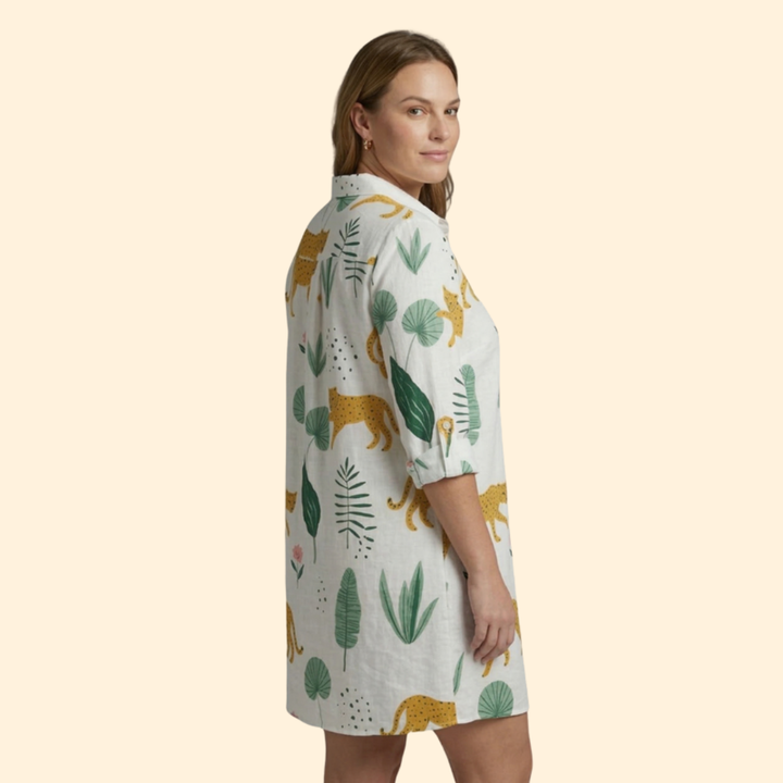Women's Tropical Leaf Print Beach Dress