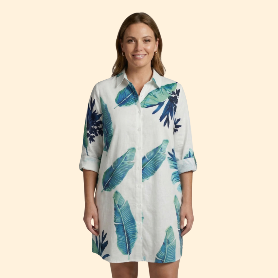 Women's Tropical Leaf Print Beach Dress