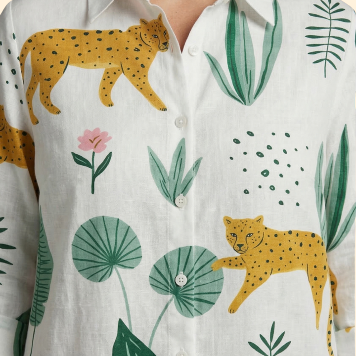 Women's Tropical Leaf Print Beach Dress