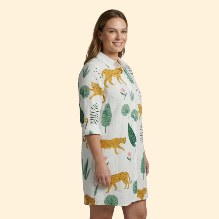 Women's Tropical Leaf Print Beach Dress