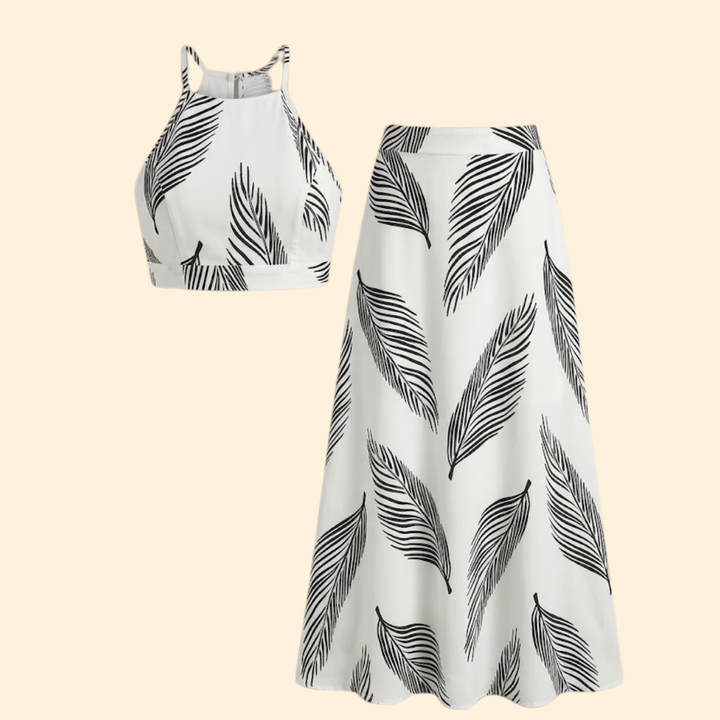 Women’s Two Piece Set with Halter Crop Top