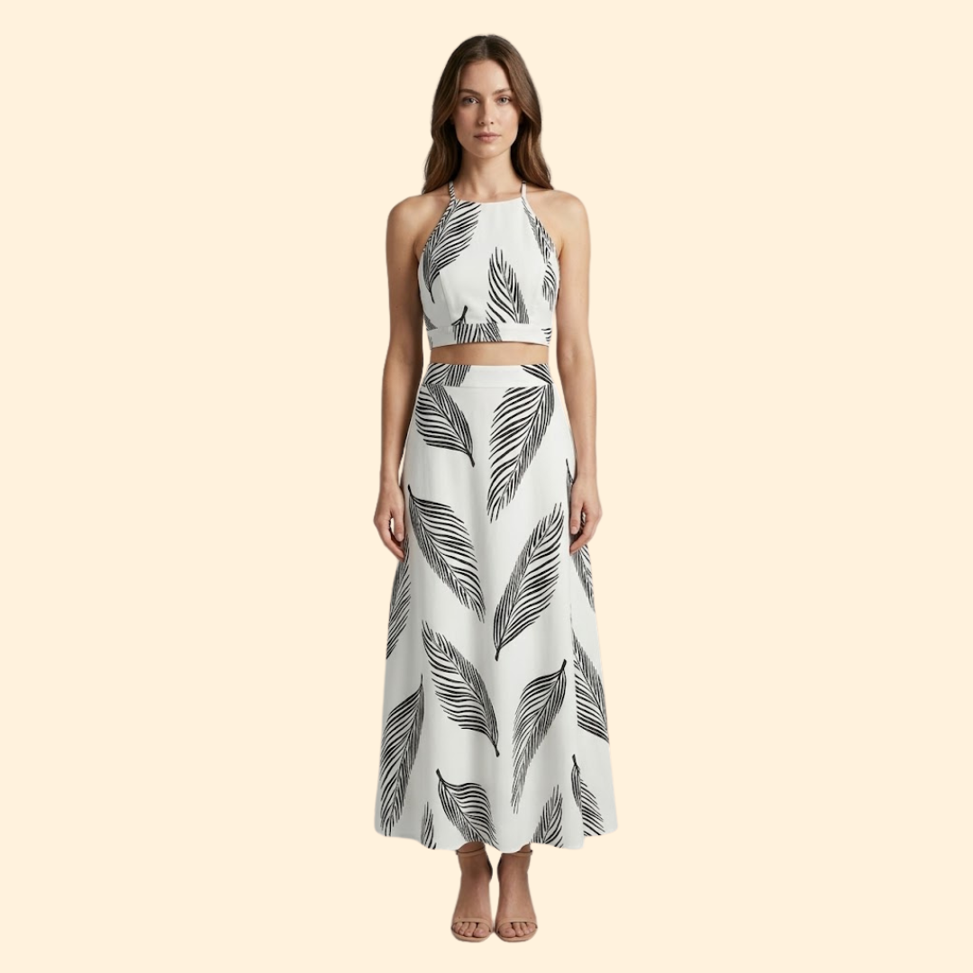 Women’s Two Piece Set with Halter Crop Top