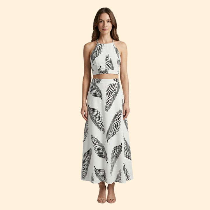 Women’s Two Piece Set with Halter Crop Top