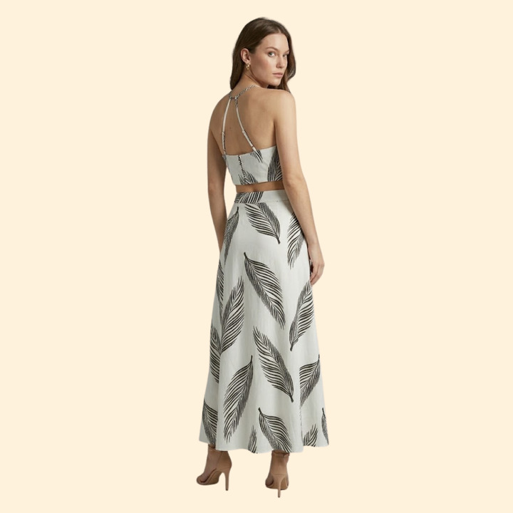 Women’s Two Piece Set with Halter Crop Top