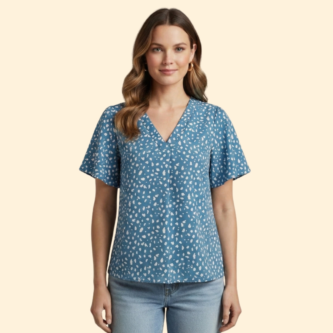 Women's V-Neck Animal Print Top