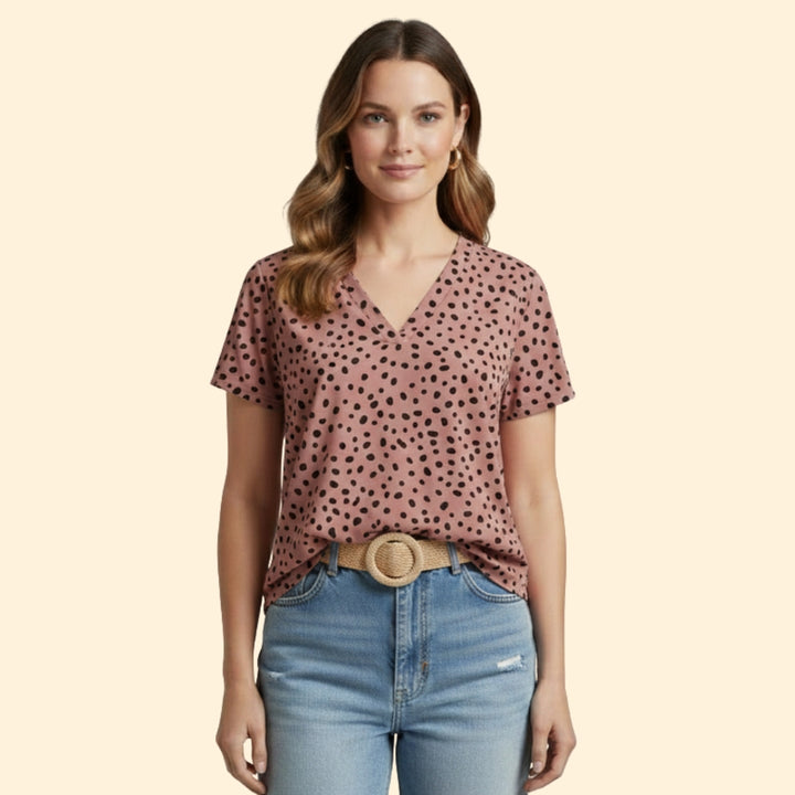 Women's V-Neck Animal Print Top