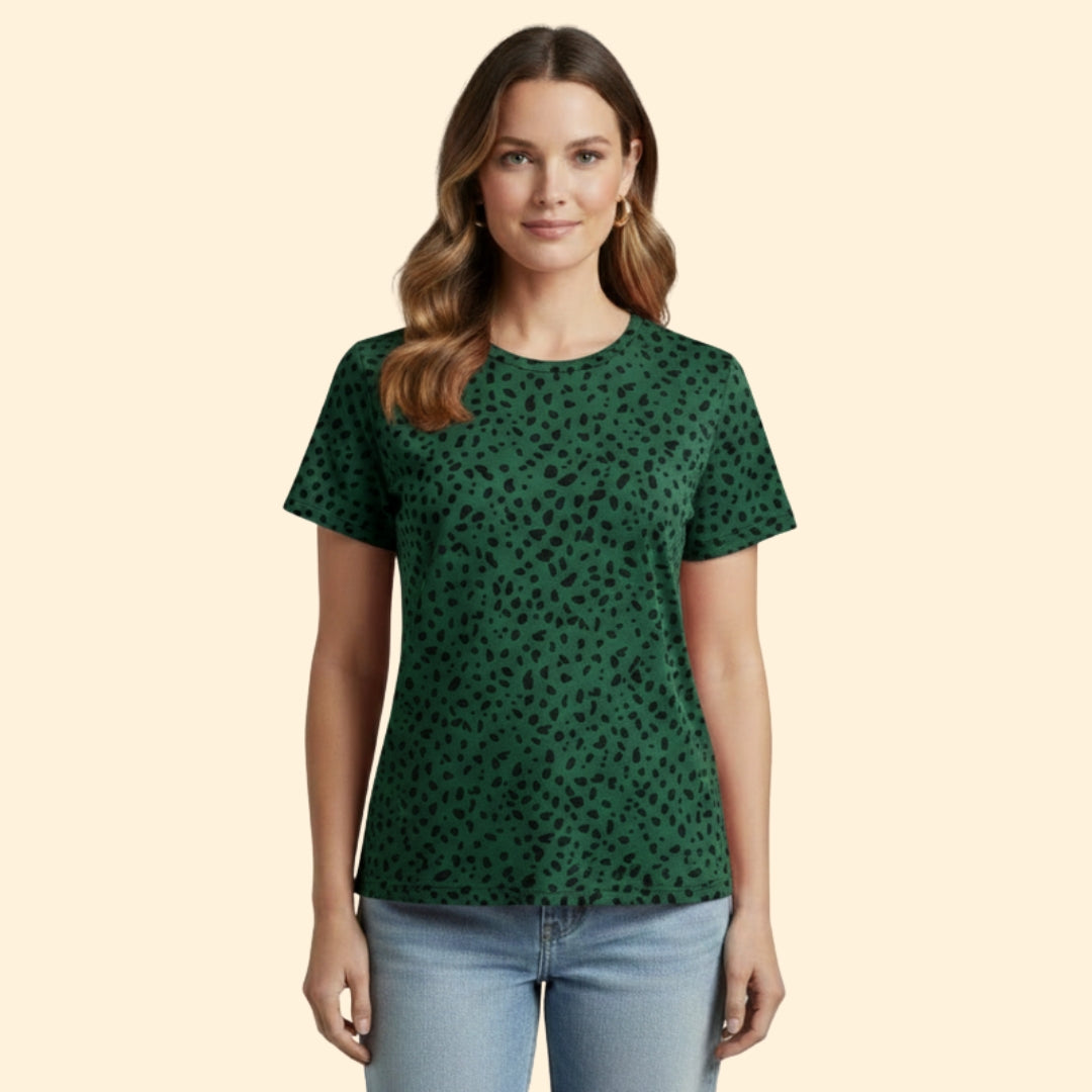 Women's V-Neck Animal Print Top