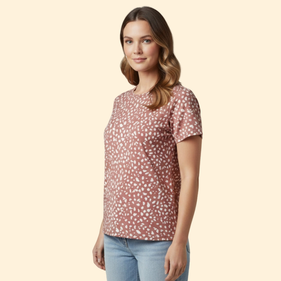 Women's V-Neck Animal Print Top