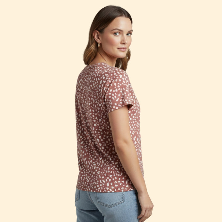 Women's V-Neck Animal Print Top