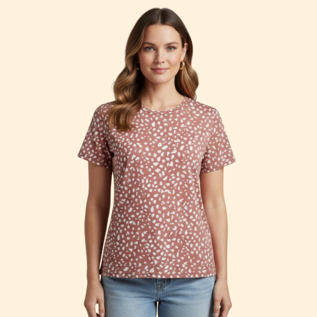 Women's V-Neck Animal Print Top