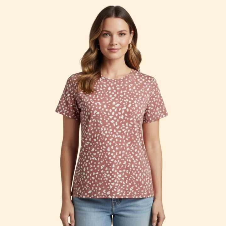 Women's V-Neck Animal Print Top