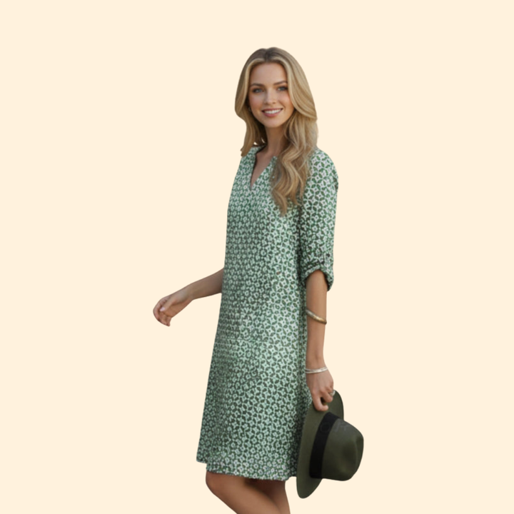 Women's V-Neck Printed Dress