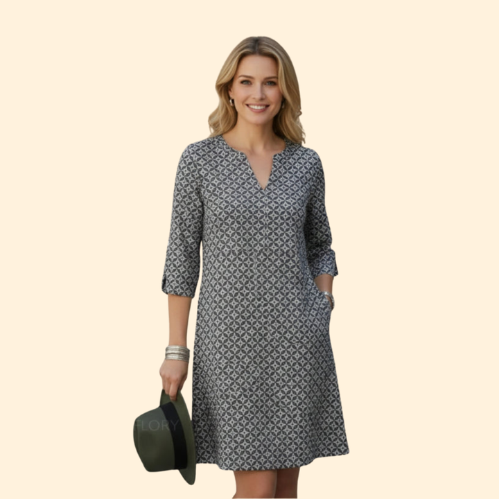 Women's V-Neck Printed Dress
