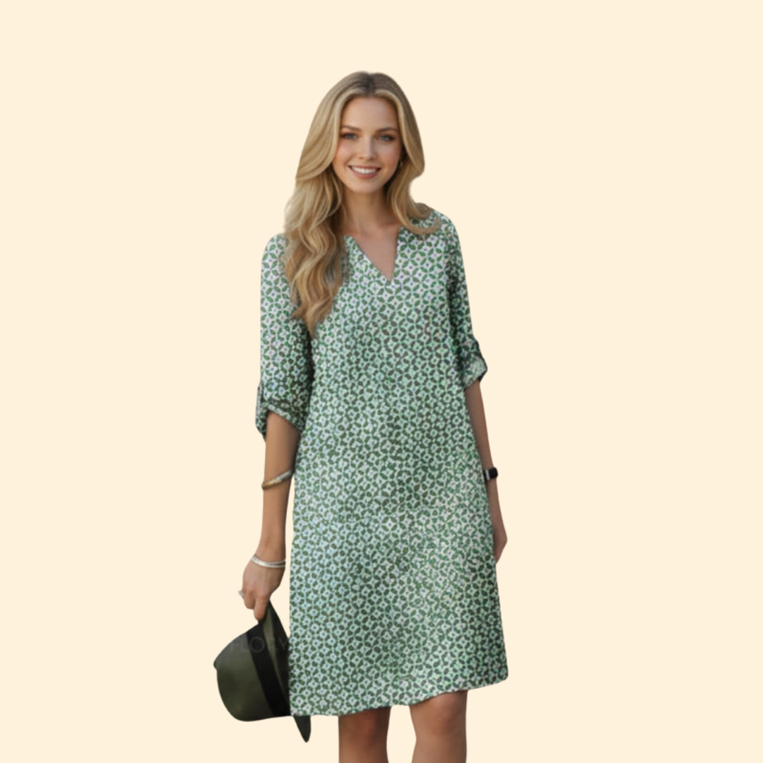 Women's V-Neck Printed Dress