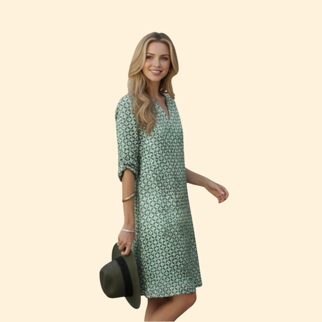 Women's V-Neck Printed Dress
