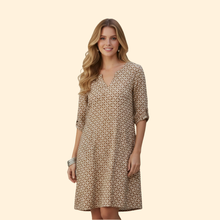 Women's V-Neck Printed Dress