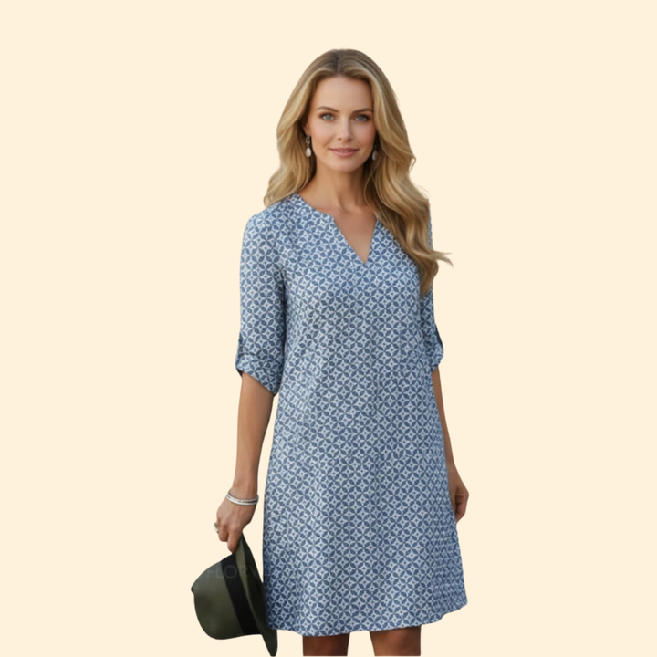 Women's V-Neck Printed Dress