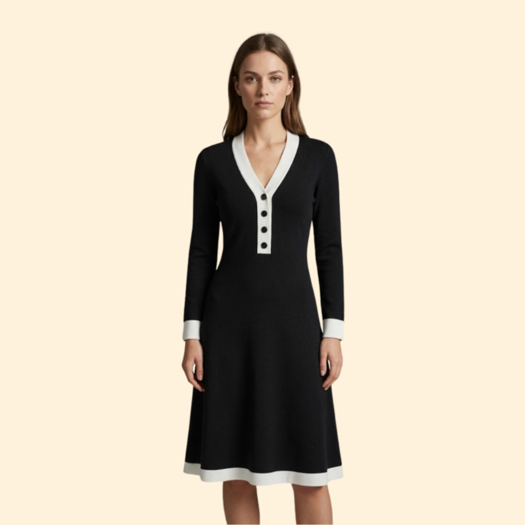 Women’s V Neck Button Dress