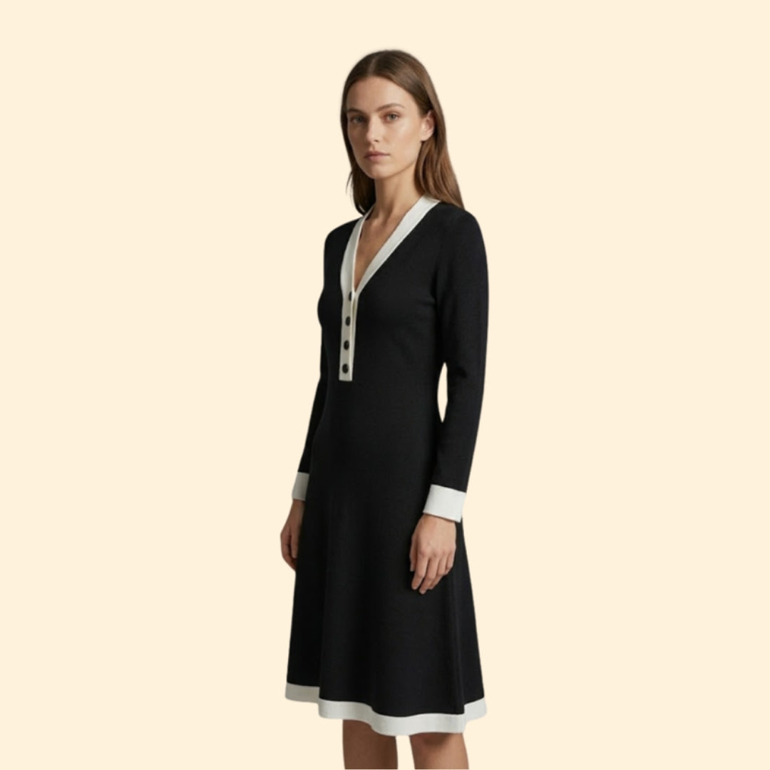 Women’s V Neck Button Dress