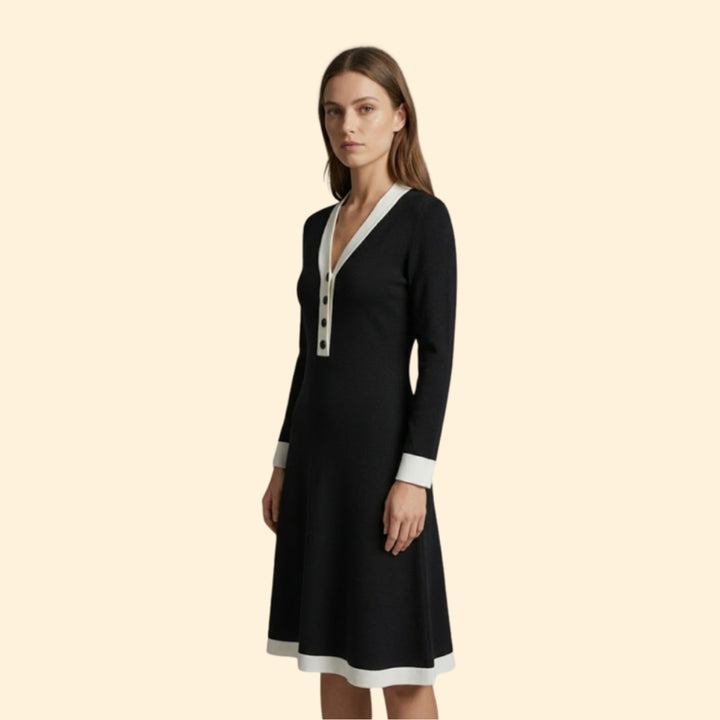 Women’s V Neck Button Dress