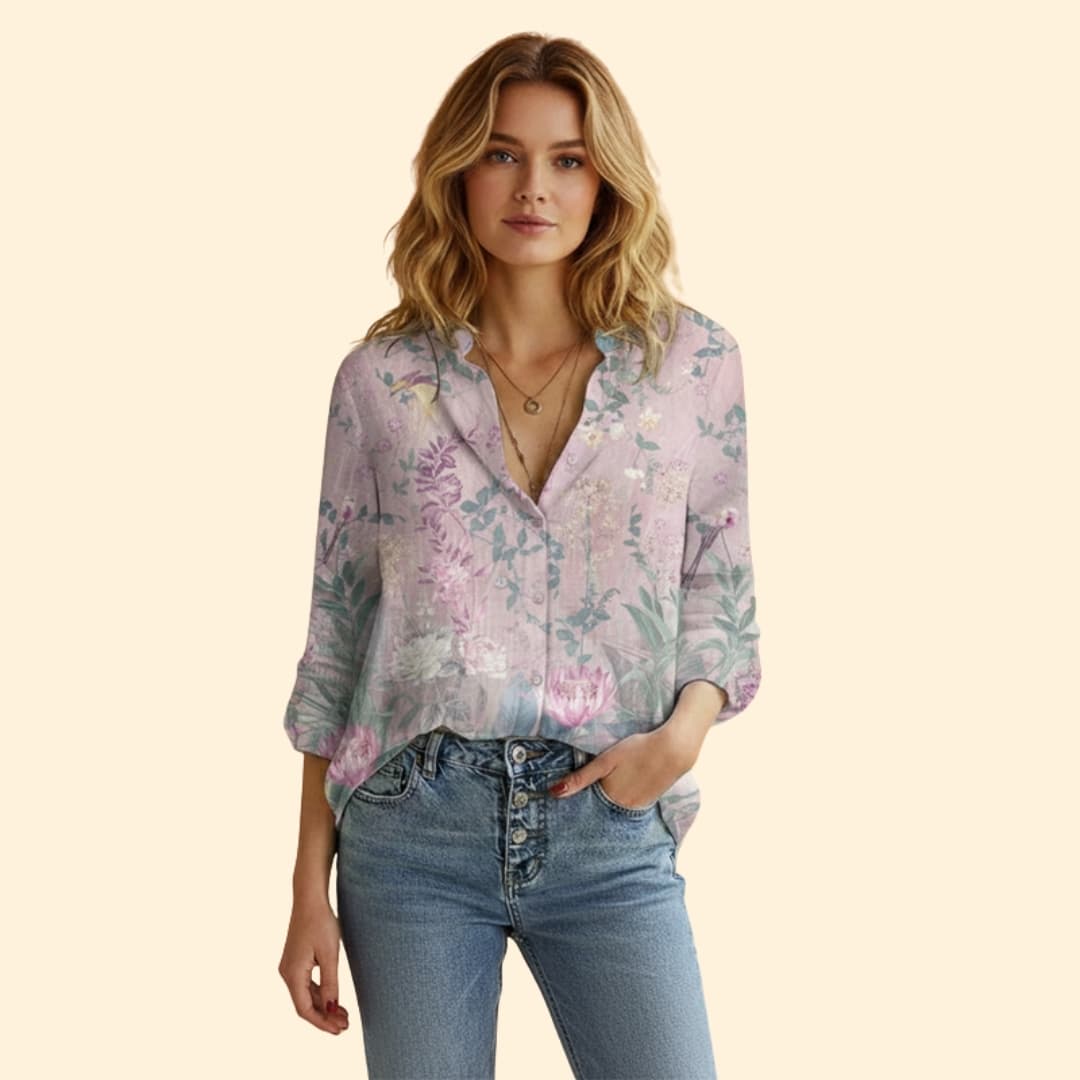 Women's Vibrant Artistic Print Button-Down Shirt