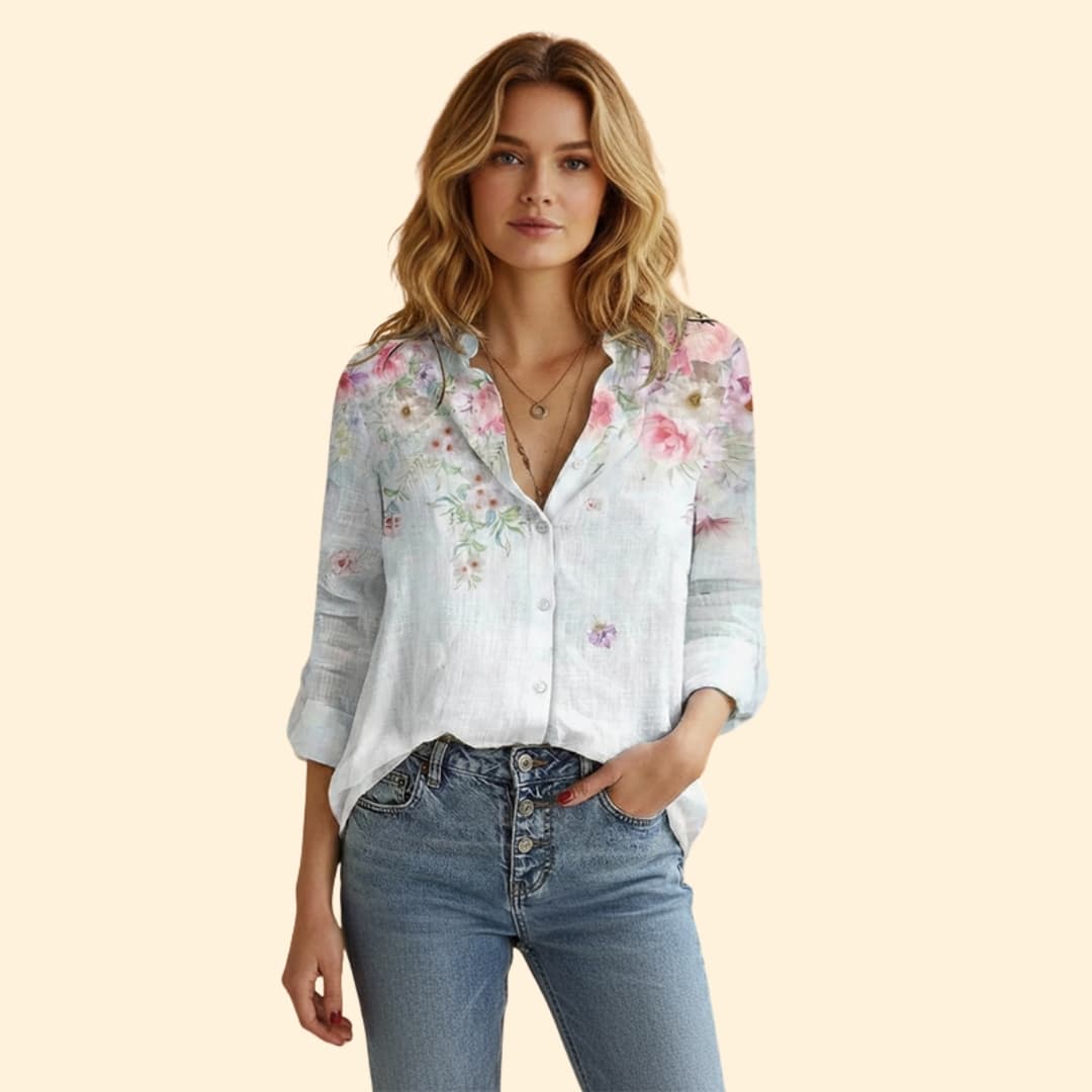 Women's Vibrant Artistic Print Button-Down Shirt