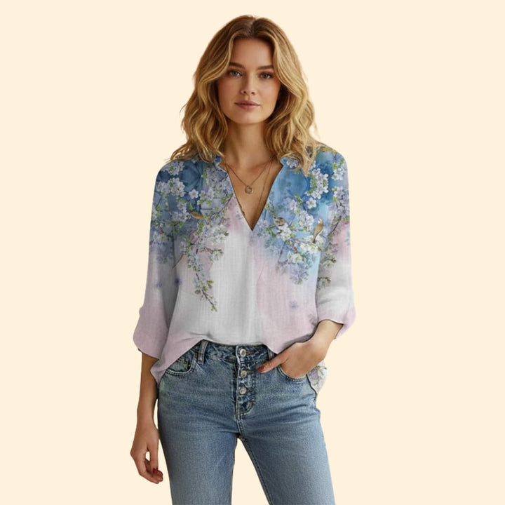 Women's Vibrant Artistic Print Button-Down Shirt