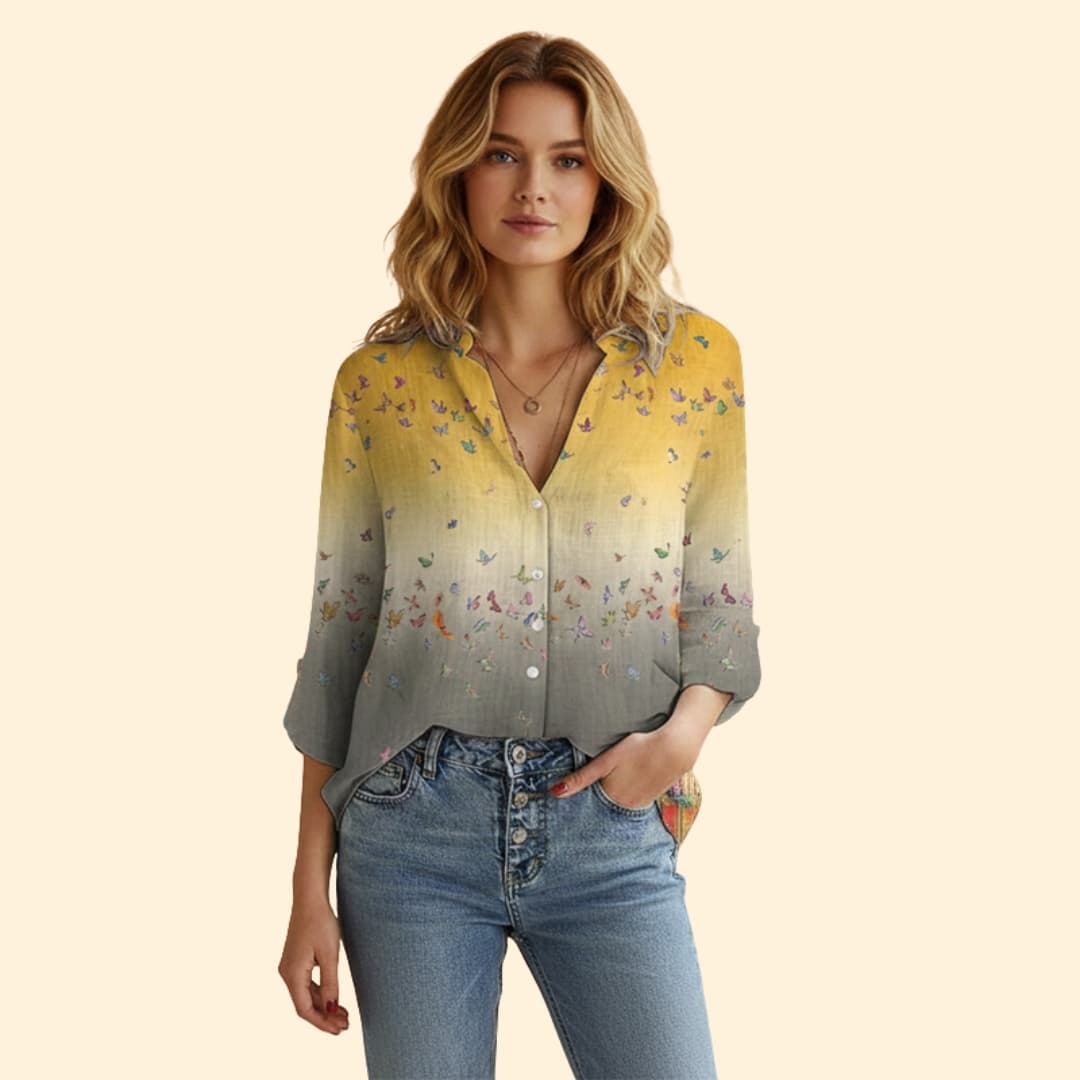 Women's Vibrant Artistic Print Button-Down Shirt