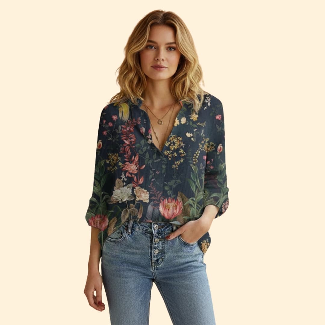 Women's Vibrant Artistic Print Button-Down Shirt