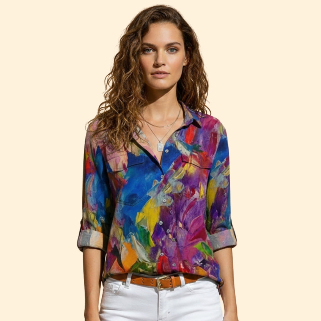 Women's Vibrant Floral Button Shirt