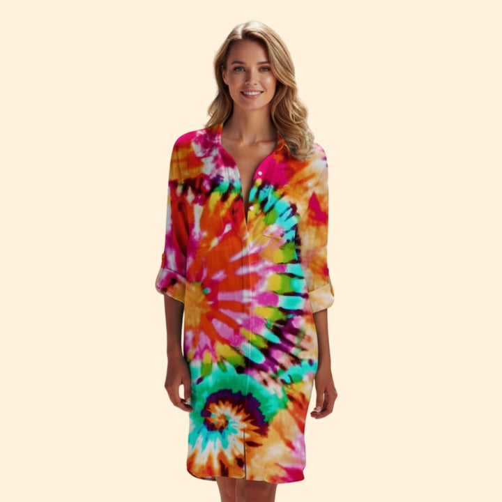 Women's Vibrant Floral Shirt Dress