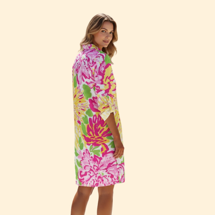 Women's Vibrant Floral Shirt Dress