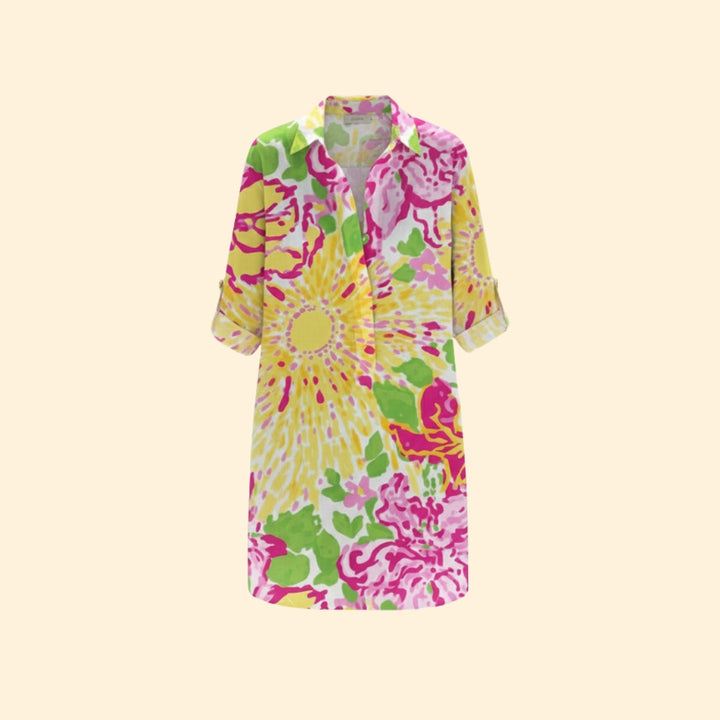 Women's Vibrant Floral Shirt Dress