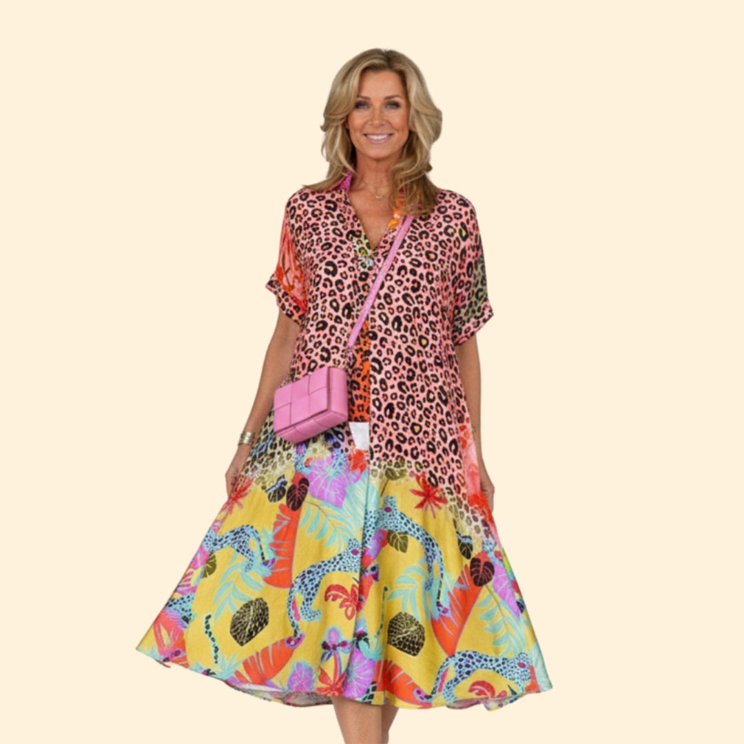 Women's Vibrant Floral & Animal Print Dress