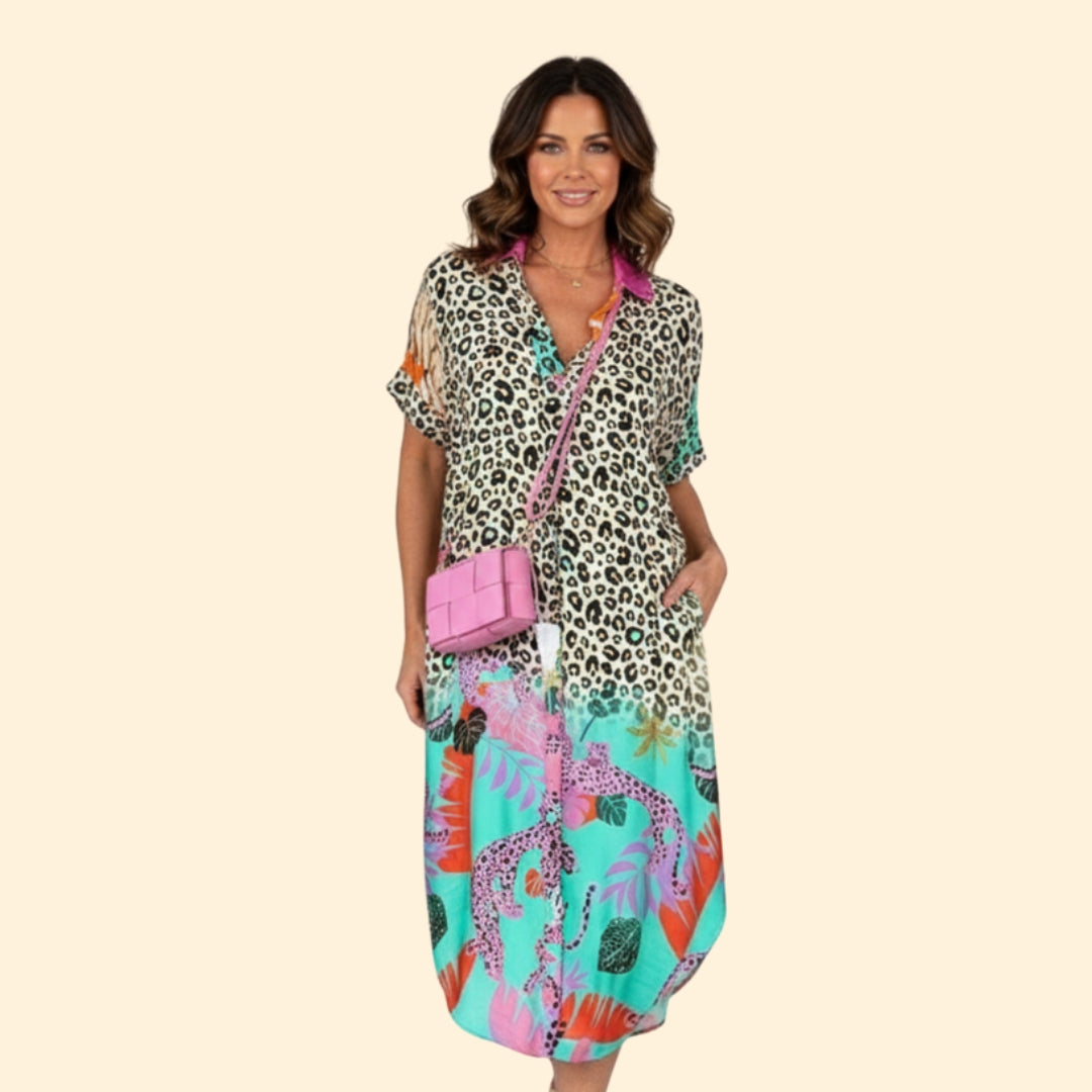 Women's Vibrant Floral & Animal Print Dress