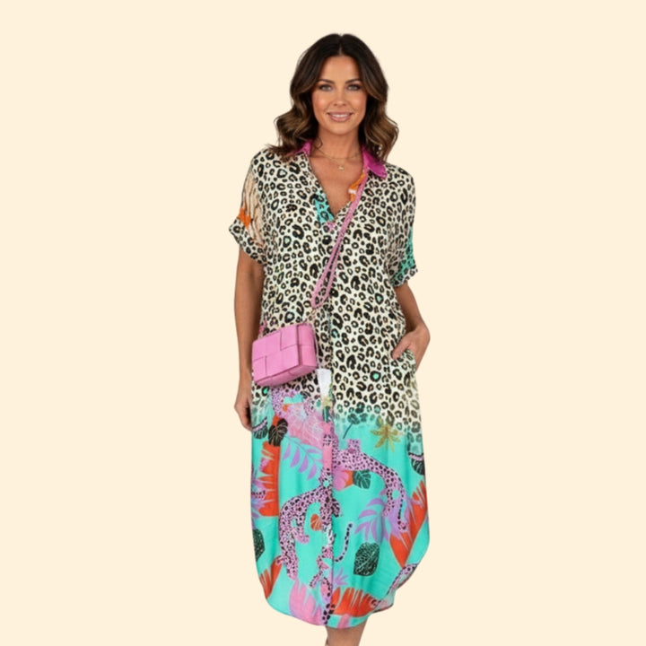 Women's Vibrant Floral & Animal Print Dress