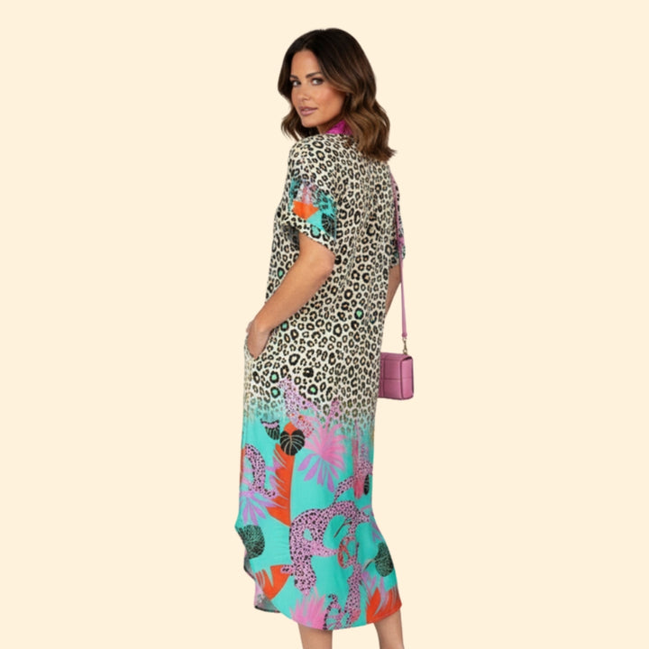 Women's Vibrant Floral & Animal Print Dress