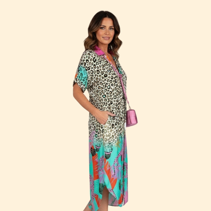 Women's Vibrant Floral & Animal Print Dress