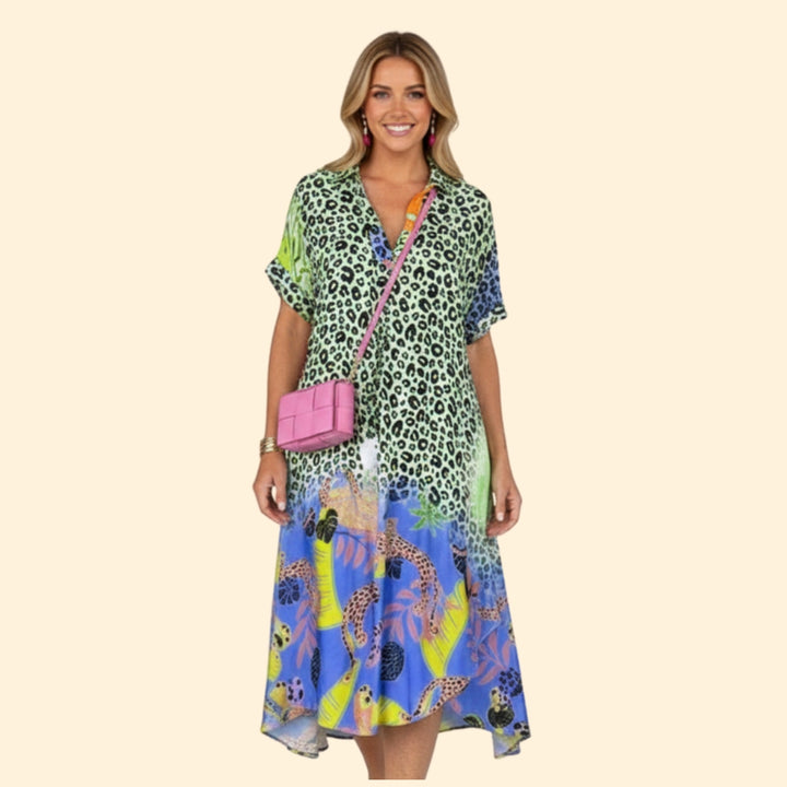 Women's Vibrant Floral & Animal Print Dress