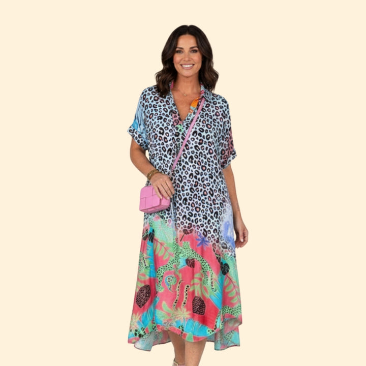Women's Vibrant Floral & Animal Print Dress