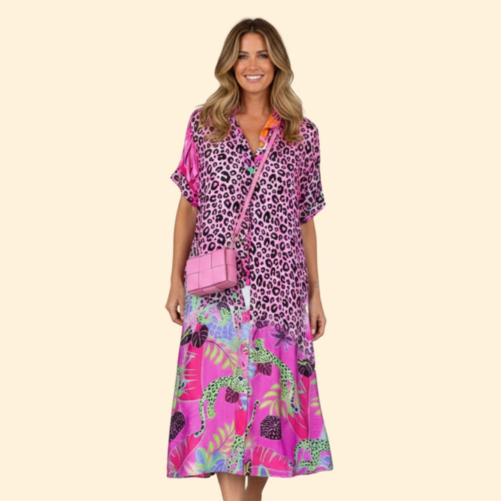 Women's Vibrant Floral & Animal Print Dress