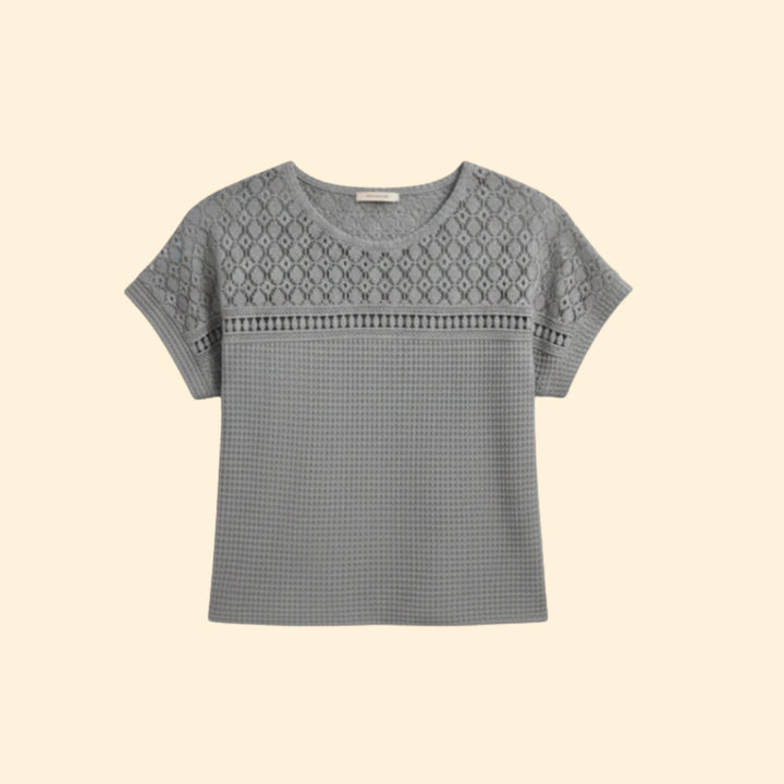 Women's Waffle Knit Lace T-shirt