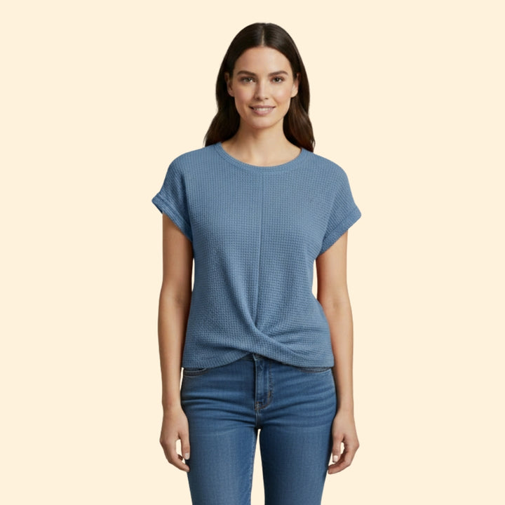 Women's Waffle Knit Twist T-Shirt