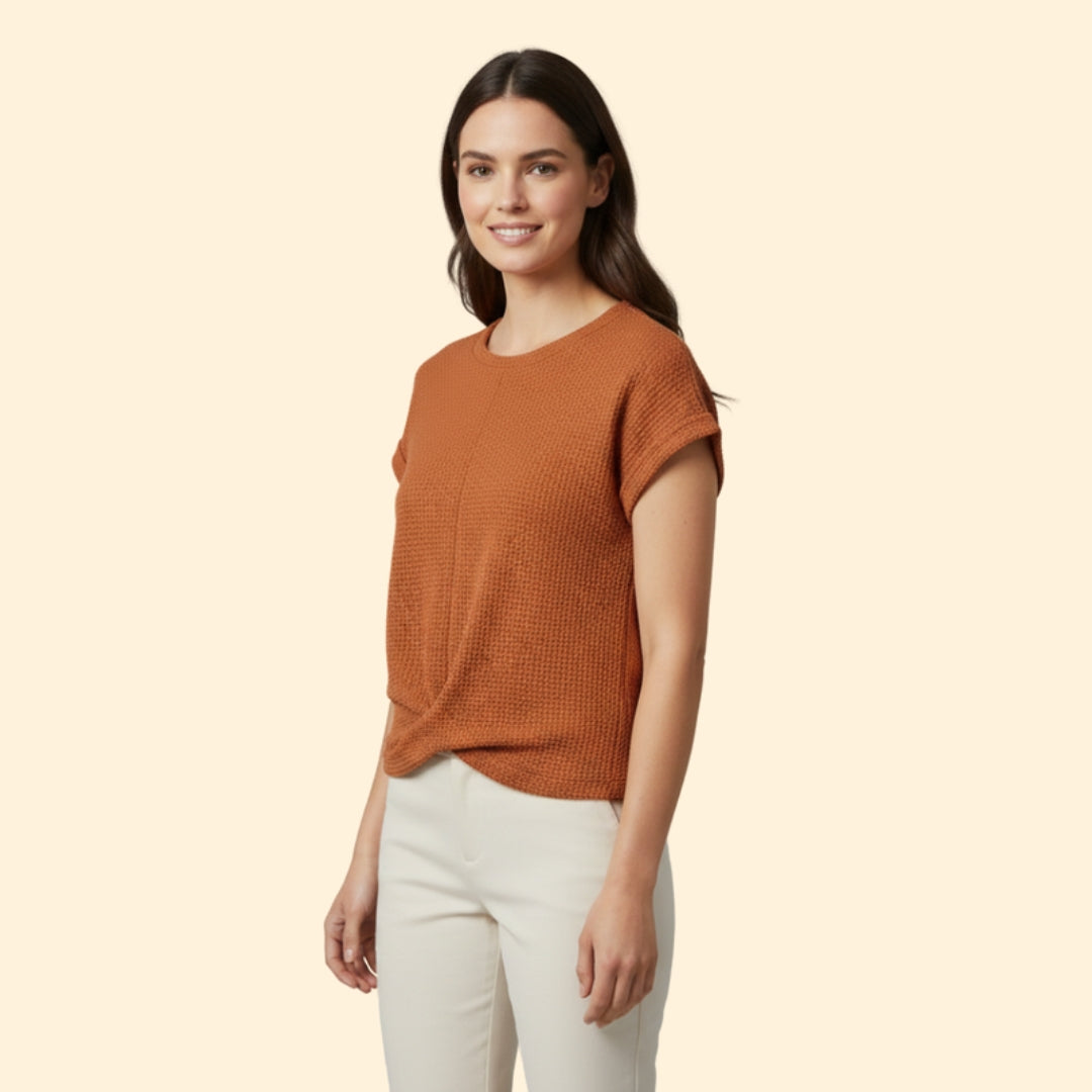 Women's Waffle Knit Twist T-Shirt