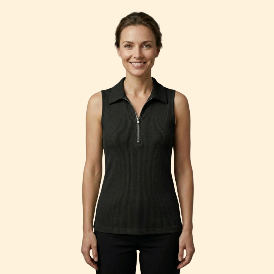 Women's Zip-Up Ribbed Top