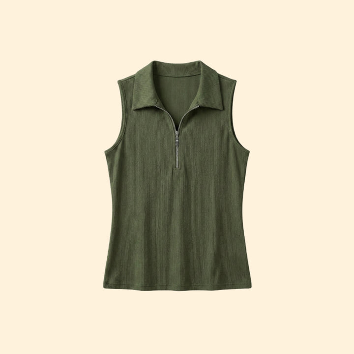 Women's Zip-Up Ribbed Top