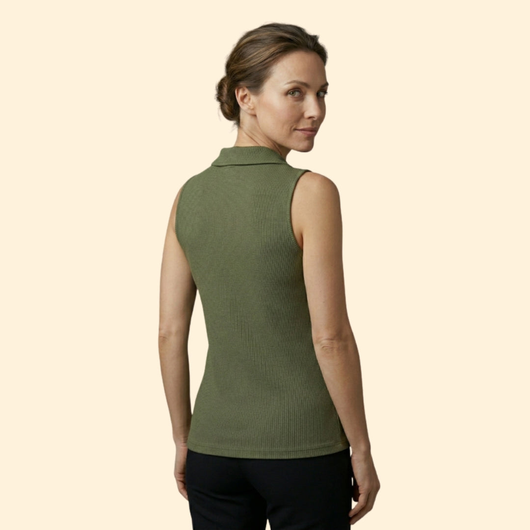 Women's Zip-Up Ribbed Top