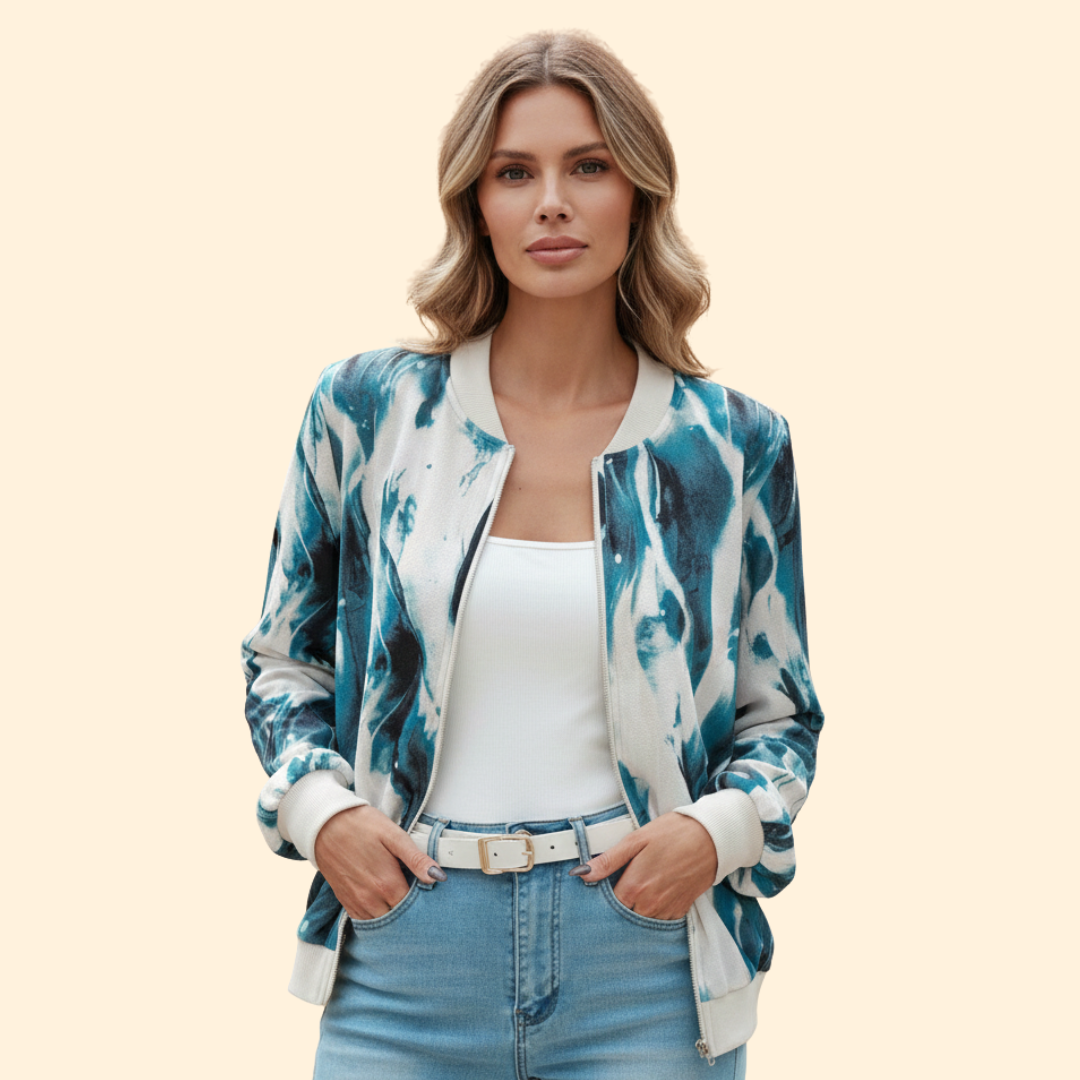 Women’s Abstract Print Bomber Jacket